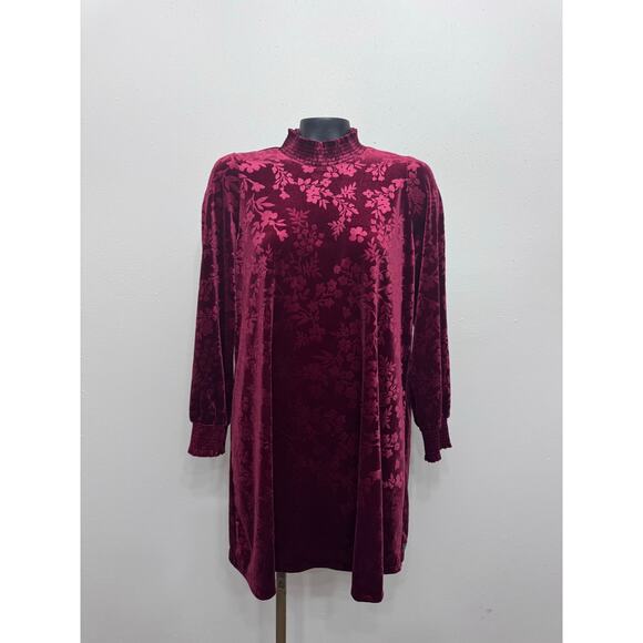 Matilda Jane Other - Matilda Jane Velour Burnout Melanie Shift Dress Girl’s Sz 16 Burgundy Red Party